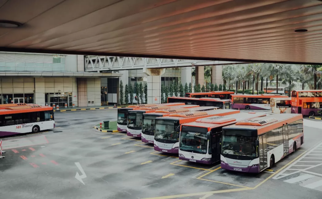 Buses in a bus station