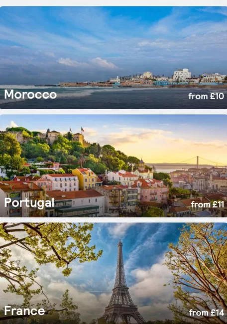 Screenshot of Skyscanner to find cheap flights