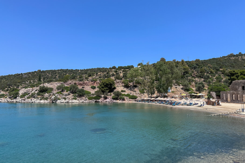 Russian Bay Beach on Poros Island, Greece