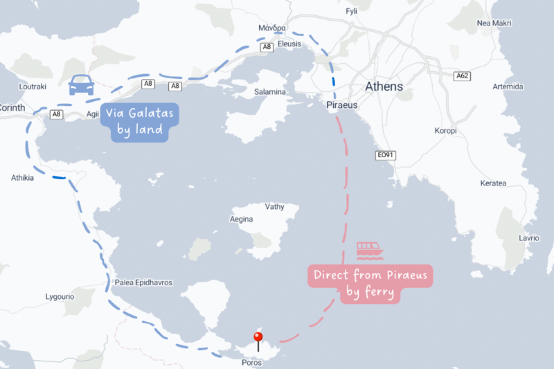 How To Get From Athens To Poros Island, Greece