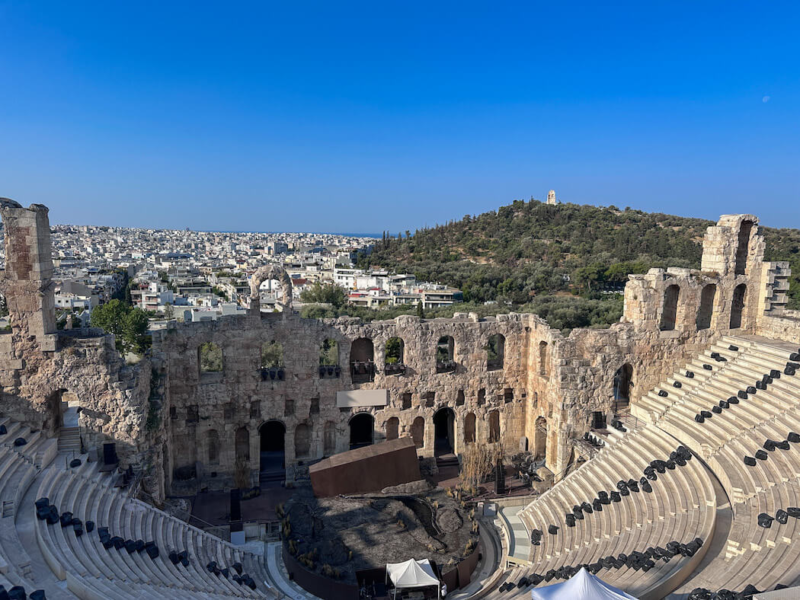 Ancient Olympic Stadium with Philopappos Hill & Monument in the background