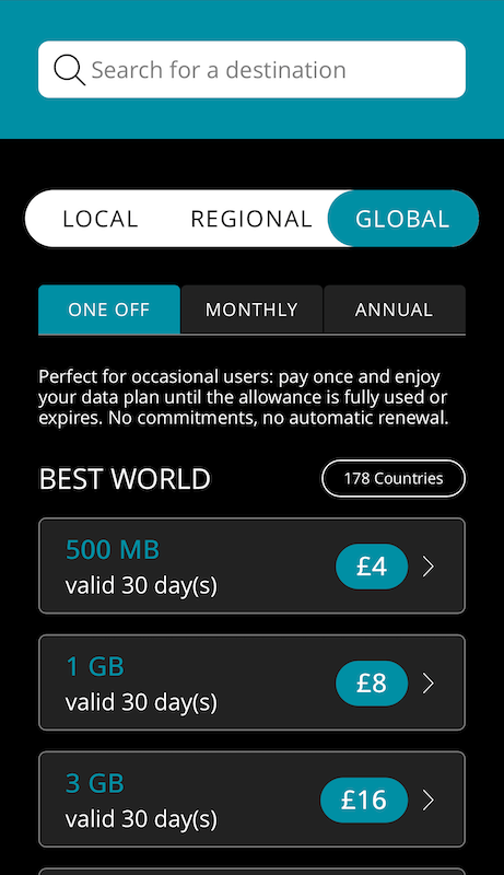 Global Ubigi eSIM Plans