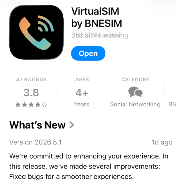 VirtualSIM by BNESIM app for Virtual Office